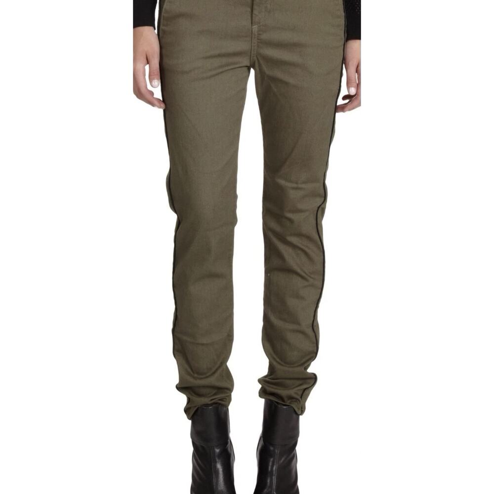 Rag & Bone Green Ollie Army Jean Skinny Lamb Leather Trim Size 27